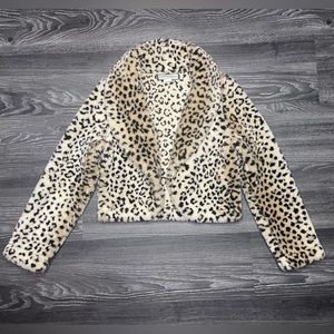 SOLD Vintage Faux Fur Cropped Animal Print Coat